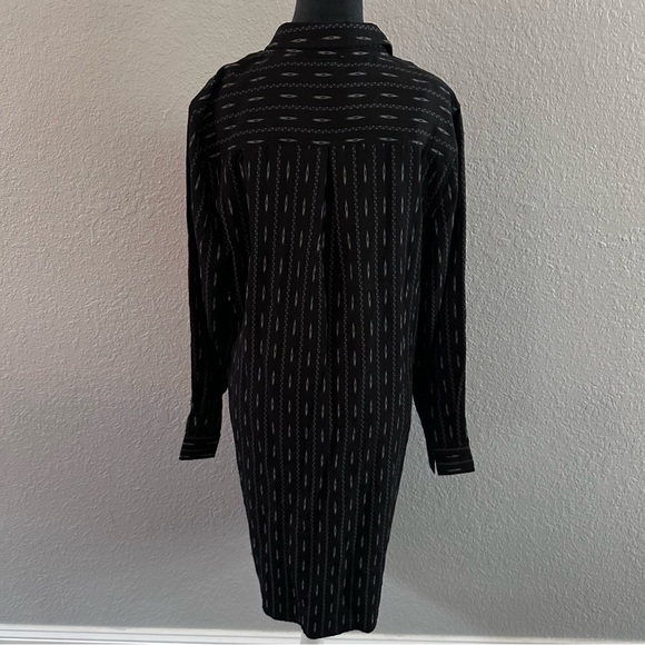 NWT Garnet Hill Black Geometric TENCEL Shirt Dress Sustainable Size M - Picture 4 of 9